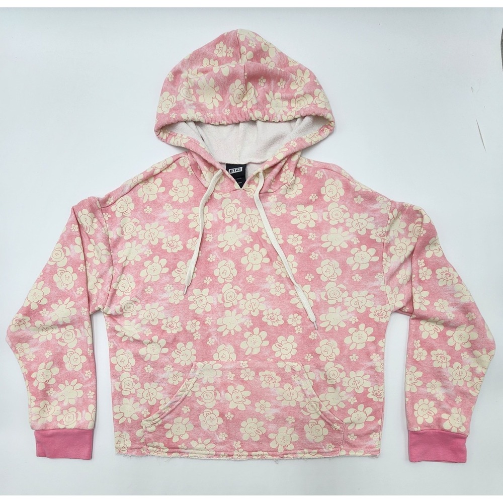 Hot Topic BT21 Floral Pink Wash Hoodie M SUPER CUTE SOFT Y2K